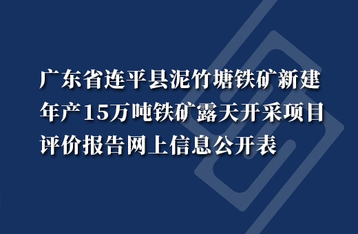 广东省连平县泥竹塘铁矿新建年产15万吨铁矿露天开采项目