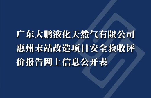 广东大鹏液化天然气有限公司惠州末站改造项目