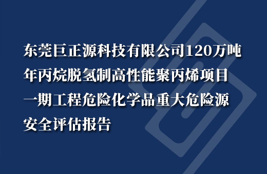 东莞巨正源科技有限公司120万吨/年丙烷脱氢制高性能聚丙烯项目一期工程危险化学品重大危险源