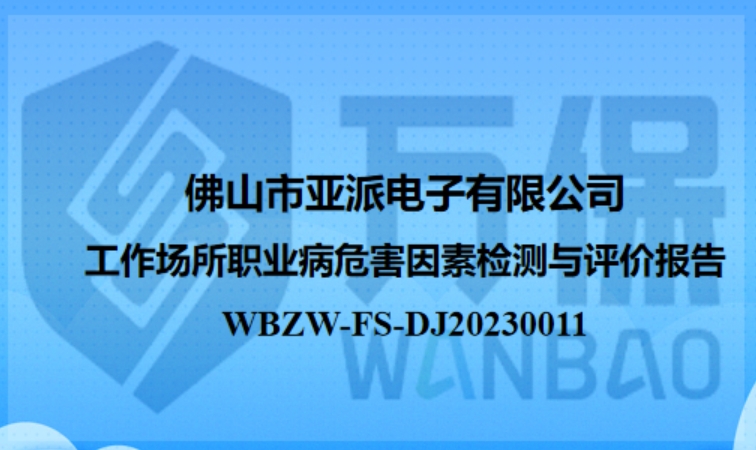 佛山市亚派电子有限公司工作场所定期检测与评价报告