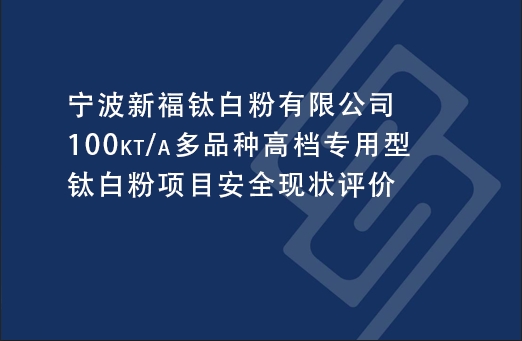 宁波新福钛白粉有限公司100kt/a多品种高档专用型钛白粉项目安全现状评价