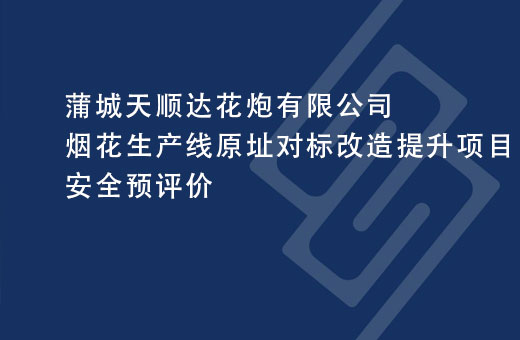 蒲城天顺达花炮有限公司烟花生产线原址对标改造提升项目安全预评价