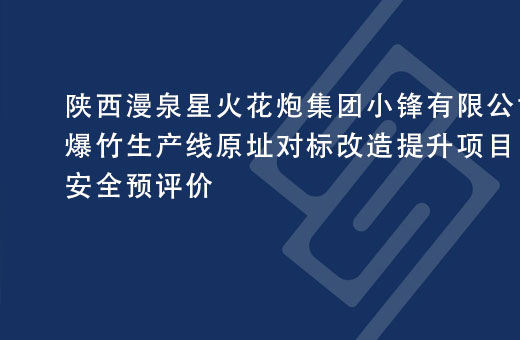 陕西漫泉星火花炮集团小锋有限公司爆竹生产线原址对标改造提升项目安全预评价