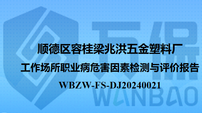 顺德区容桂梁兆洪五金塑料厂工作场所职业病危害因素检测与评价报告