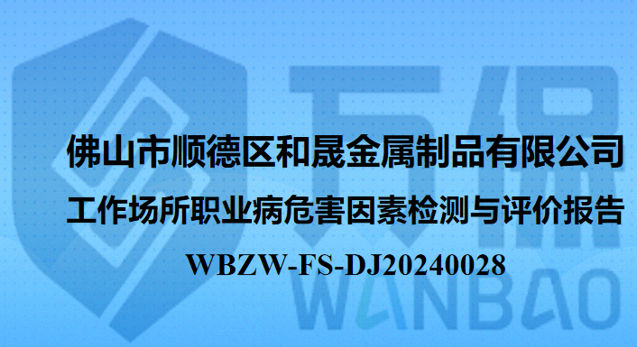 佛山市顺德区和晟金属制品有限公司工作场所职业病危害因素检测与评价报告