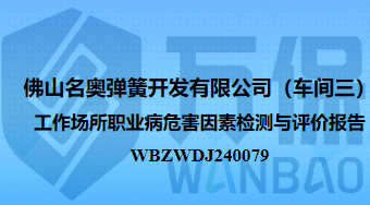 佛山名奥弹簧开发有限公司（车间三）工作场所职业病危害因素检测与评价报告