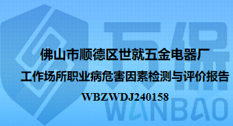 佛山市顺德区世就五金电器厂工作场所职业病危害因素检测与评价报告