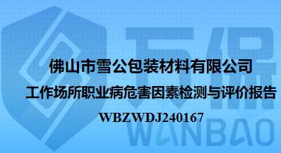 佛山市雪公包装材料有限公司工作场所职业病危害因素检测与评价报告