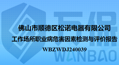 佛山市顺德区松诺电器有限公司工作场所职业病危害因素检测与评价报告