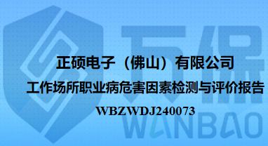 正硕电子（佛山）有限公司工作场所职业病危害因素检测与评价报告
