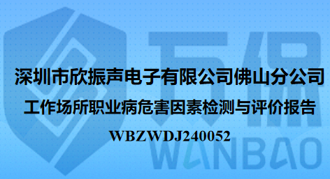 深圳市欣振声电子有限公司佛山分公司工作场所职业病危害因素检测与评价报告