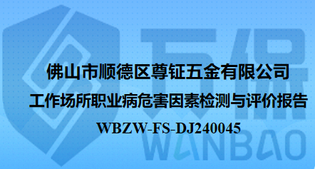 佛山市顺德区尊钲五金有限公司工作场所职业病危害因素检测与评价报告