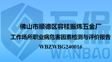 佛山市顺德区容桂振炜五金厂工作场所职业病危害因素检测与评价报告