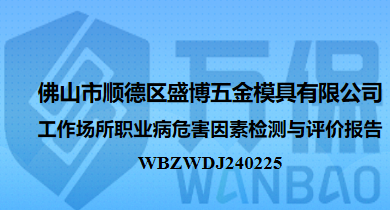 佛山市顺德区盛博五金模具有限公司工作场所职业病危害因素检测与评价报告