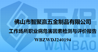 佛山市智聚赢五金制品有限公司工作场所职业病危害因素检测与评价报告