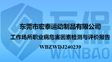 东莞市宏泰运动制品有限公司工作场所职业病危害因素检测与评价报告