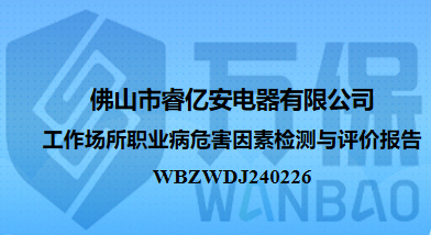 佛山市睿亿安电器有限公司工作场所职业病危害因素检测与评价报告