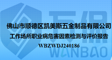 佛山市顺德区凯美斯五金制品有限公司工作场所职业病危害因素检测与评价报告