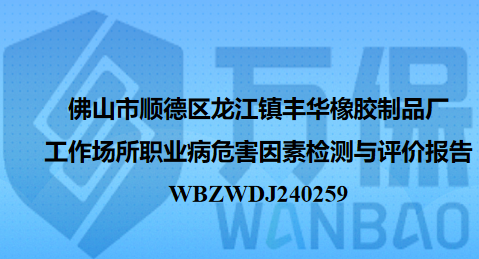 佛山市顺德区龙江镇丰华橡胶制品厂工作场所职业病危害因素检测与评价报告