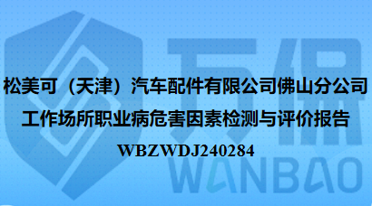 松美可（天津）汽车配件有限公司佛山分公司工作场所职业病危害因素检测与评价报告