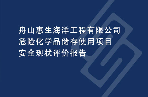 舟山惠生海洋工程有限公司危险化学品储存使用项目安全现状评价报告