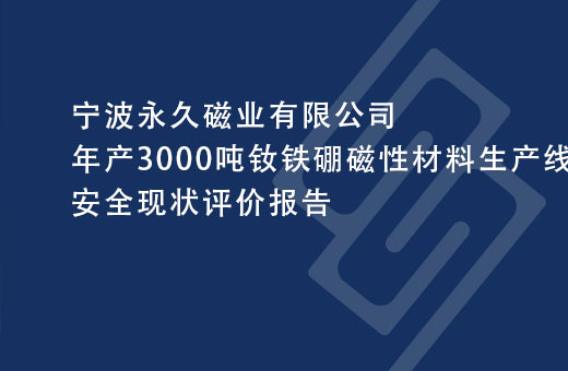 宁波永久磁业有限公司年产3000吨钕铁硼磁性材料生产线技改项目安全现状评价报告